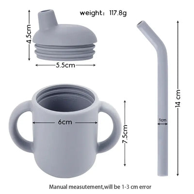Foldable children's drinking cup with double leakproof water bottle design