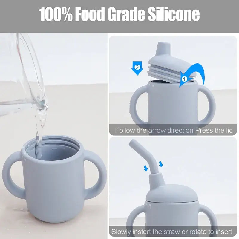 Foldable children's drinking cup with double leakproof water bottle design