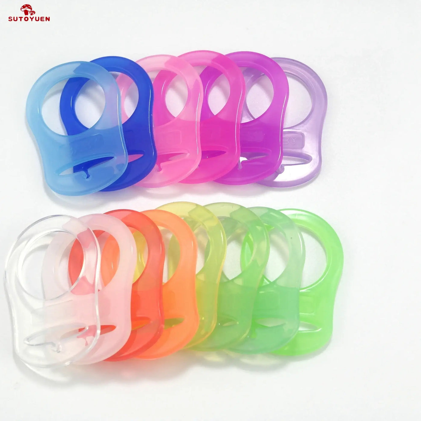 10pcs Sutoyuen silicone pacifier clips, dummy chain holders for babies