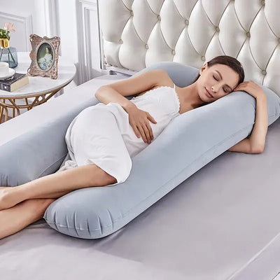 Soft inflatable body pillow designed for pregnant women and waist relief