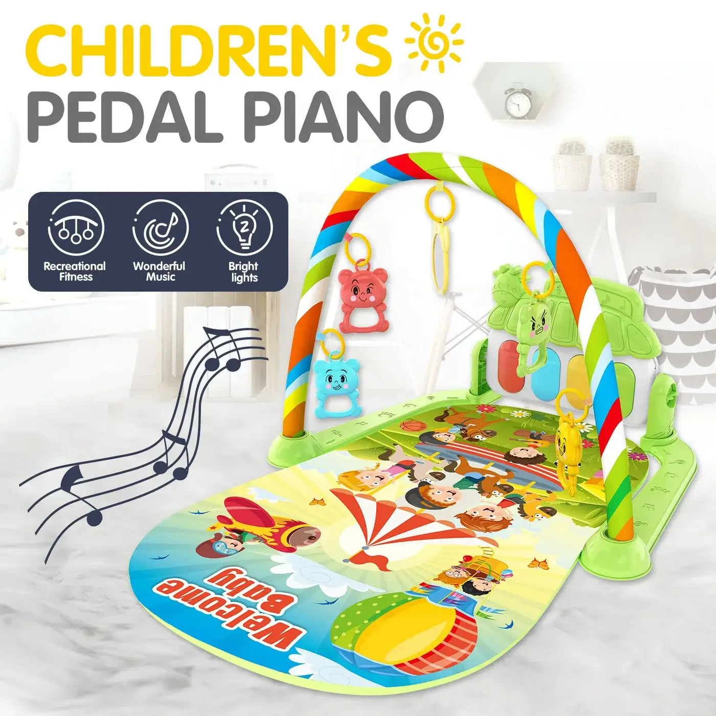 Pedal piano toy for baby early learning and development