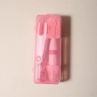Multi-functional baby bottle brush set with straw brush and rotating cleaner
