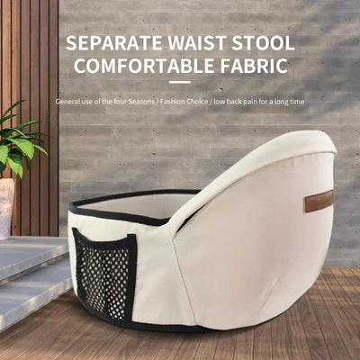 Comfortable lumbar stool for holding baby front-facing