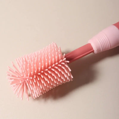 Multi-functional baby bottle brush set with straw brush and rotating cleaner