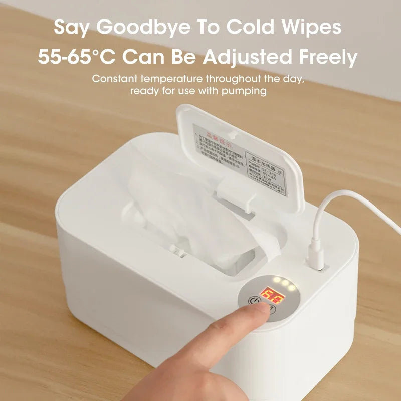 Baby Wipe Warmer LED Digital Display Large Capacity Baby Wet Wipes Warmer Dispenser USB Powered Adjustable Temperature Heating