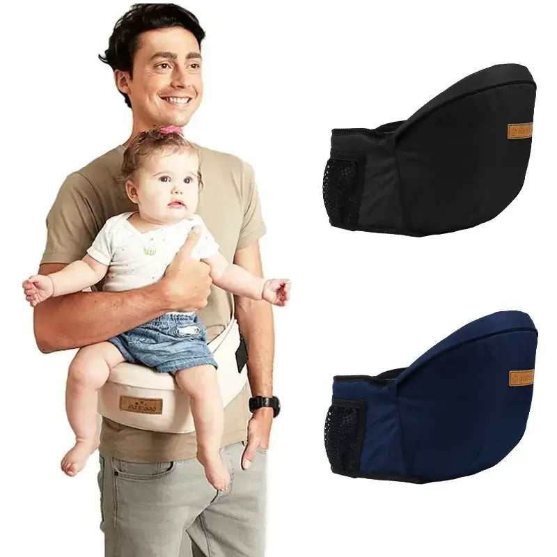 Comfortable lumbar stool for holding baby front-facing
