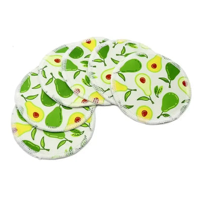 6 reusable washable nursing pads with avocado pattern for breastfeeding mothers, designed for super absorbency.