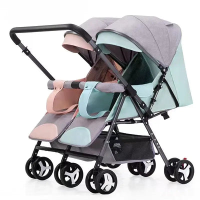 Modern lightweight double stroller for infants and toddlers