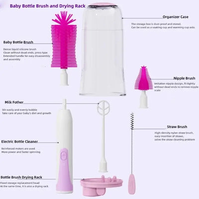 Waterproof electric baby bottle cleaning brush and nipple cleaner