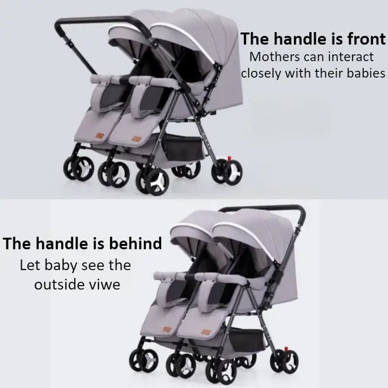 Modern lightweight double stroller for infants and toddlers