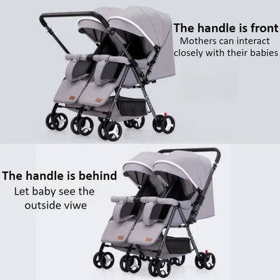 Modern lightweight double stroller for infants and toddlers