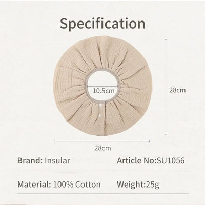 Insular baby bibs specifications: 100% cotton, 28cm diameter, lightweight 25g, soft and skin-friendly for infants.