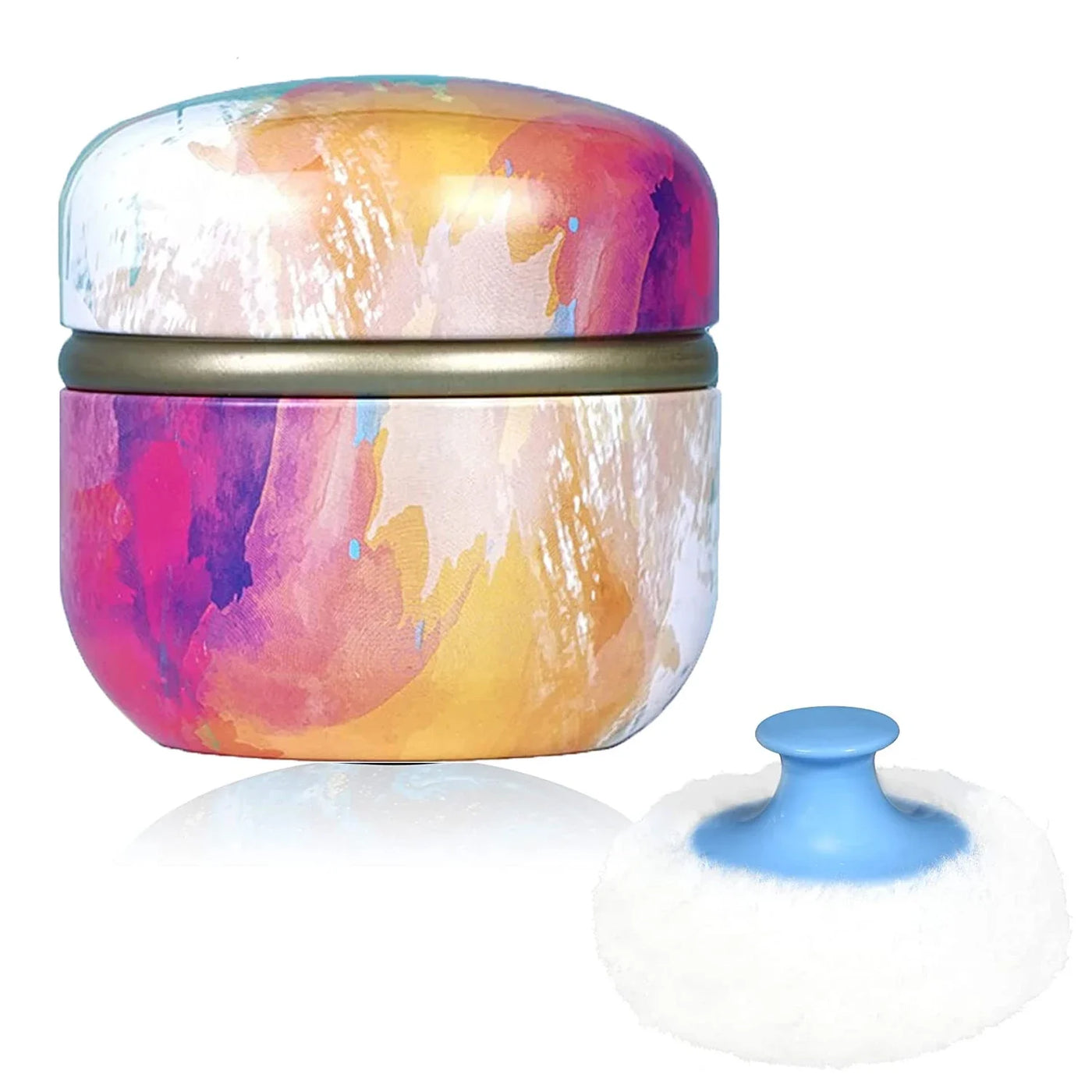 Body Powder Case with Powder Puff Powder Container Tea Box for Baby and Women Powder Puff and Powder Case for Travel