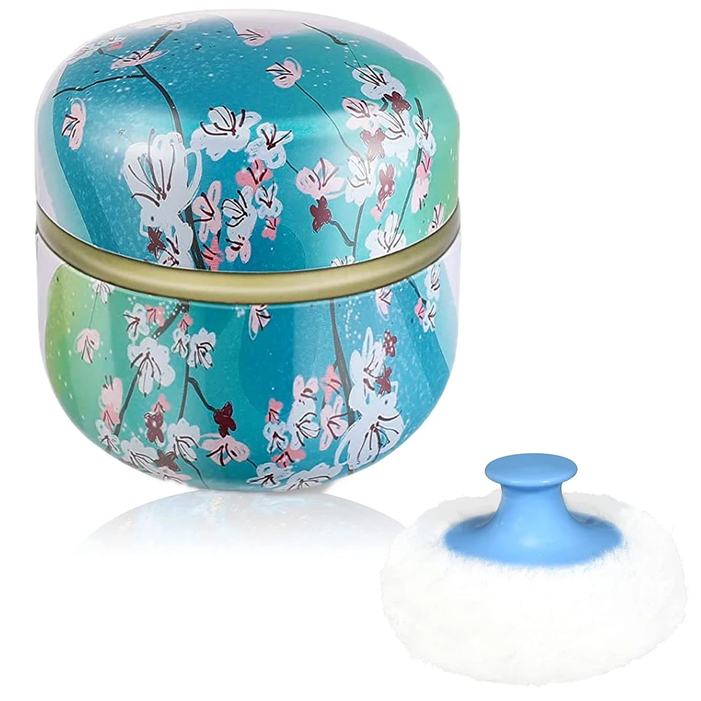 Body Powder Case with Powder Puff Powder Container Tea Box for Baby and Women Powder Puff and Powder Case for Travel