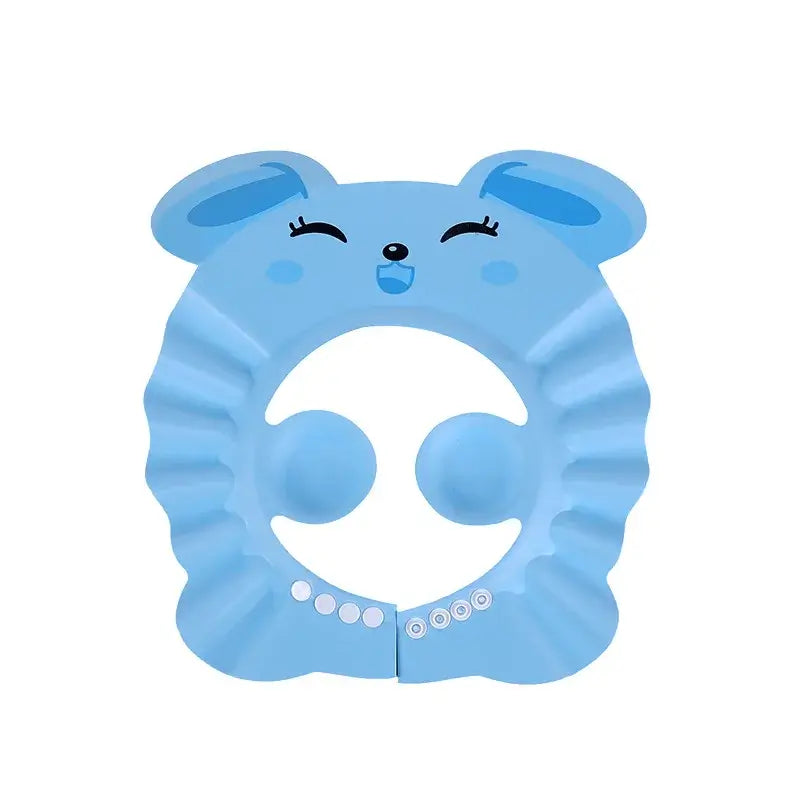 Baby shower soft cap for kids, adjustable hair wash hat with ear protection and cute bear design.