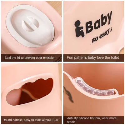 Child urinal potty with lid, designed for comfortable toilet training at home