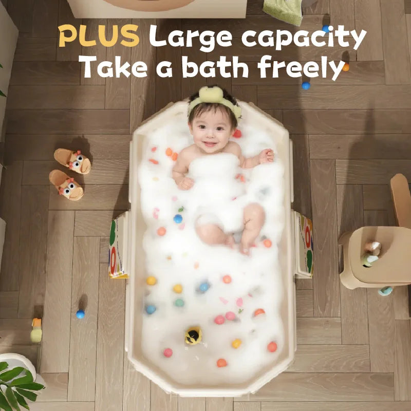 Baby Shower Basin, Large size, 0-5Year Old Children's Folding Bathtub, Baby Can Sit and Lie down, Newborn Integrated Bathtub