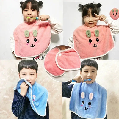 Cute cartoon baby bibs in pink and blue for kids, perfect for brushing teeth and keeping clean during mealtime.