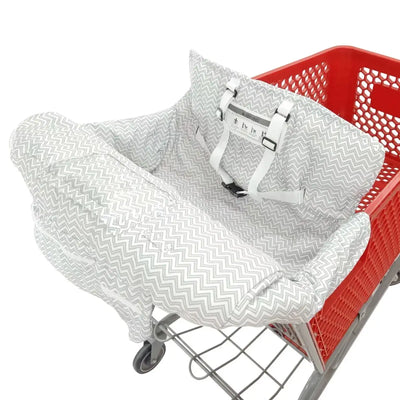 Portable shopping cart cushion with attached storage bag