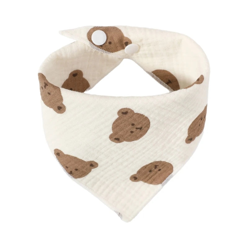 Saliva Wipes Face Towels for Infants Muslin Washcloths with Cartoon Pattern