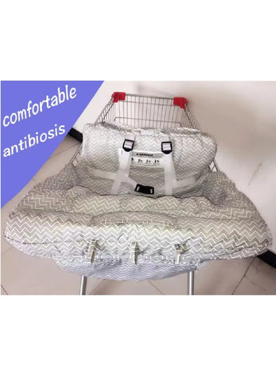 Portable shopping cart cushion with attached storage bag