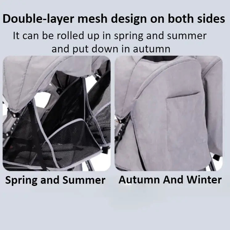 Modern lightweight double stroller for infants and toddlers