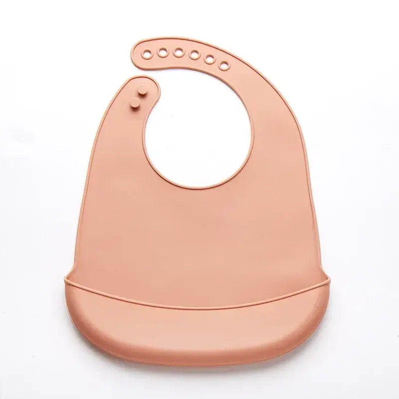 Adjustable waterproof baby bib in soft silicone, perfect for drooling and feeding, BPA free, suitable for newborns to toddlers.