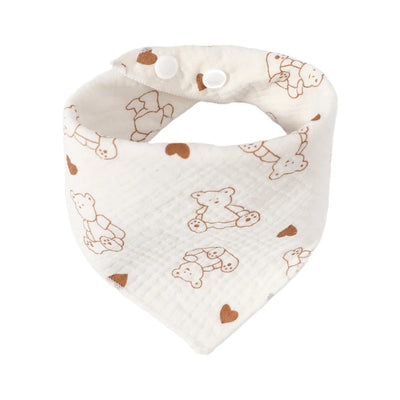 Saliva Wipes Face Towels for Infants Muslin Washcloths with Cartoon Pattern