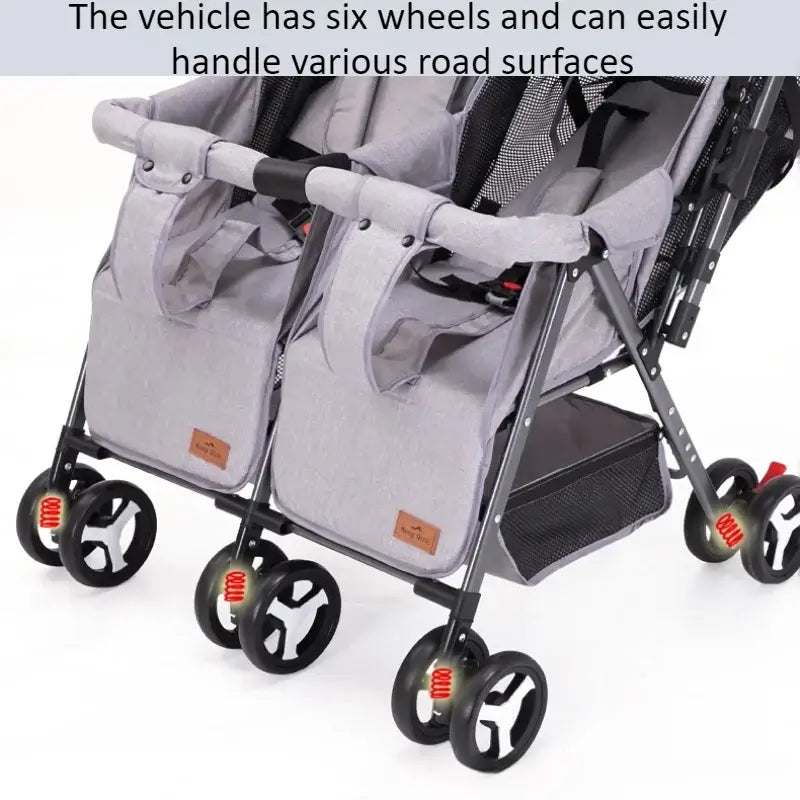 Modern lightweight double stroller for infants and toddlers