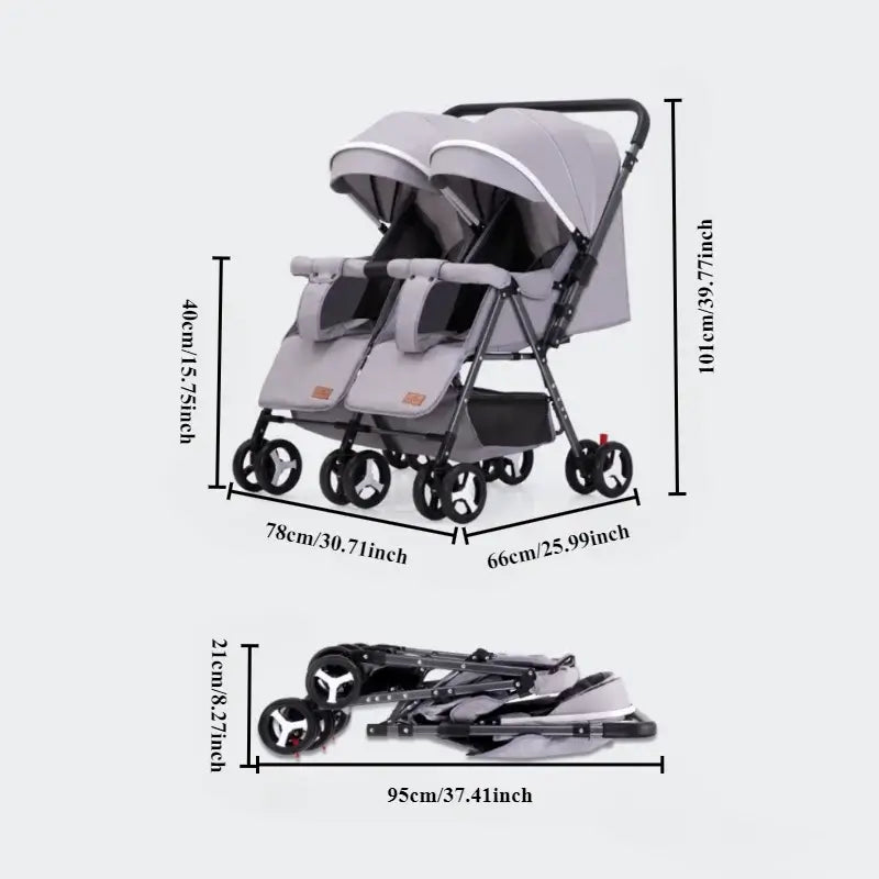 Modern lightweight double stroller for infants and toddlers