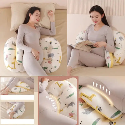 Pregnant women’s waist and belly support pillow with soft cartoon design