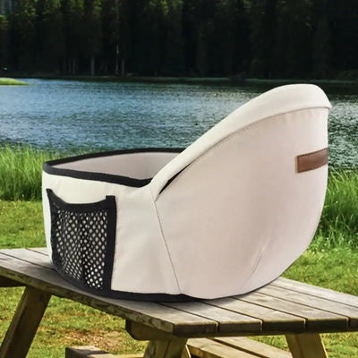 Comfortable lumbar stool for holding baby front-facing