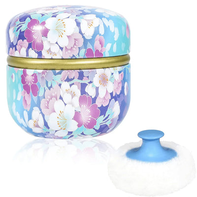 Body Powder Case with Powder Puff Powder Container Tea Box for Baby and Women Powder Puff and Powder Case for Travel