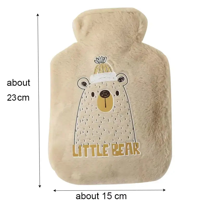 500ML cute bear-shaped hot water bottle, soft flannel hand warmer for winter, portable and adorable design.