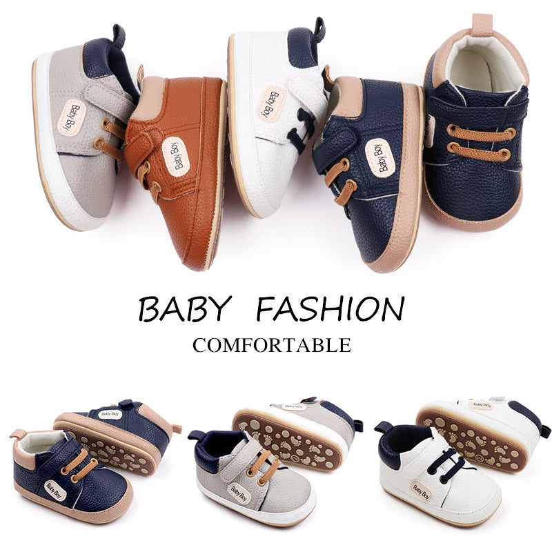 Baby Shoes Casual Sneaker Spring and Autumn Soft PU and TPR Sole Anti-slip Cute Comfortable High-quality for 0-6-12 Months Baby