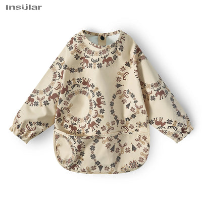 New Baby Bib with Pocket for Feeding Accessories Bibs for Children Waterproof Long Sleeve Bibs Aprons with Long Sleeve