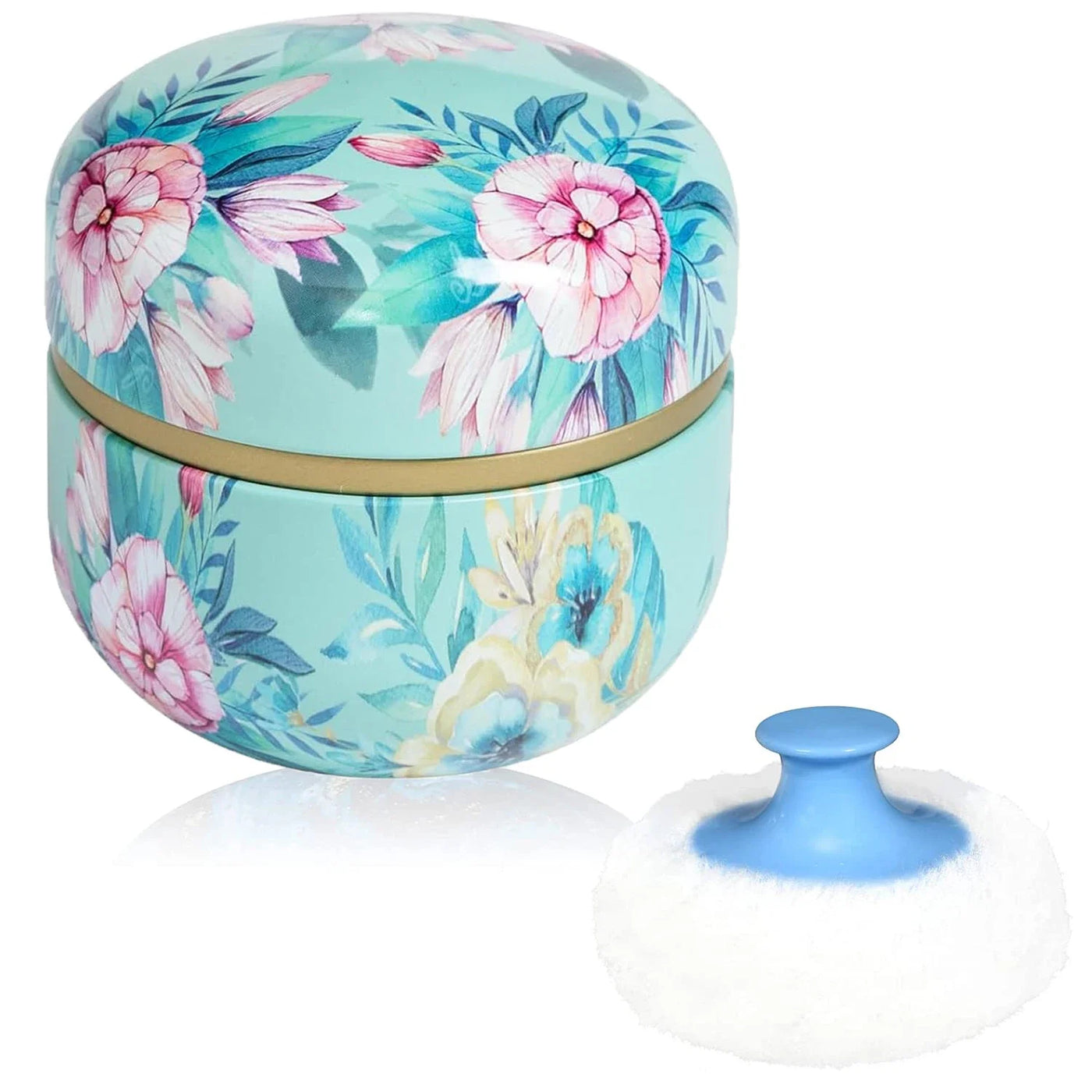Body Powder Case with Powder Puff Powder Container Tea Box for Baby and Women Powder Puff and Powder Case for Travel