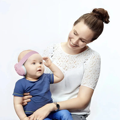 Infant ear muffs for noise protection on planes and outdoor events