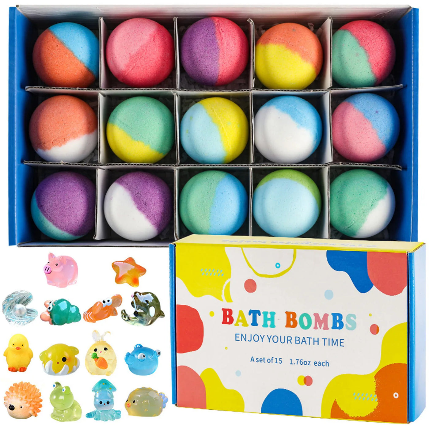 Bath Bombs for Kids with Surprise Inside, 24 Pack Kids Bath Bombs Gift Set, Natural Organic Kids Bubble Bath Fizzy for Girls Boy