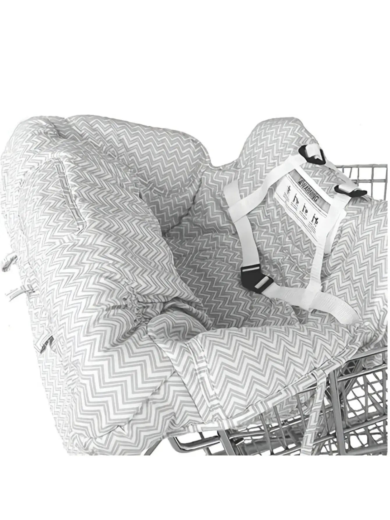 Portable shopping cart cushion with attached storage bag