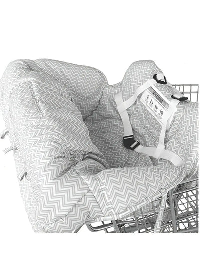 Portable shopping cart cushion with attached storage bag