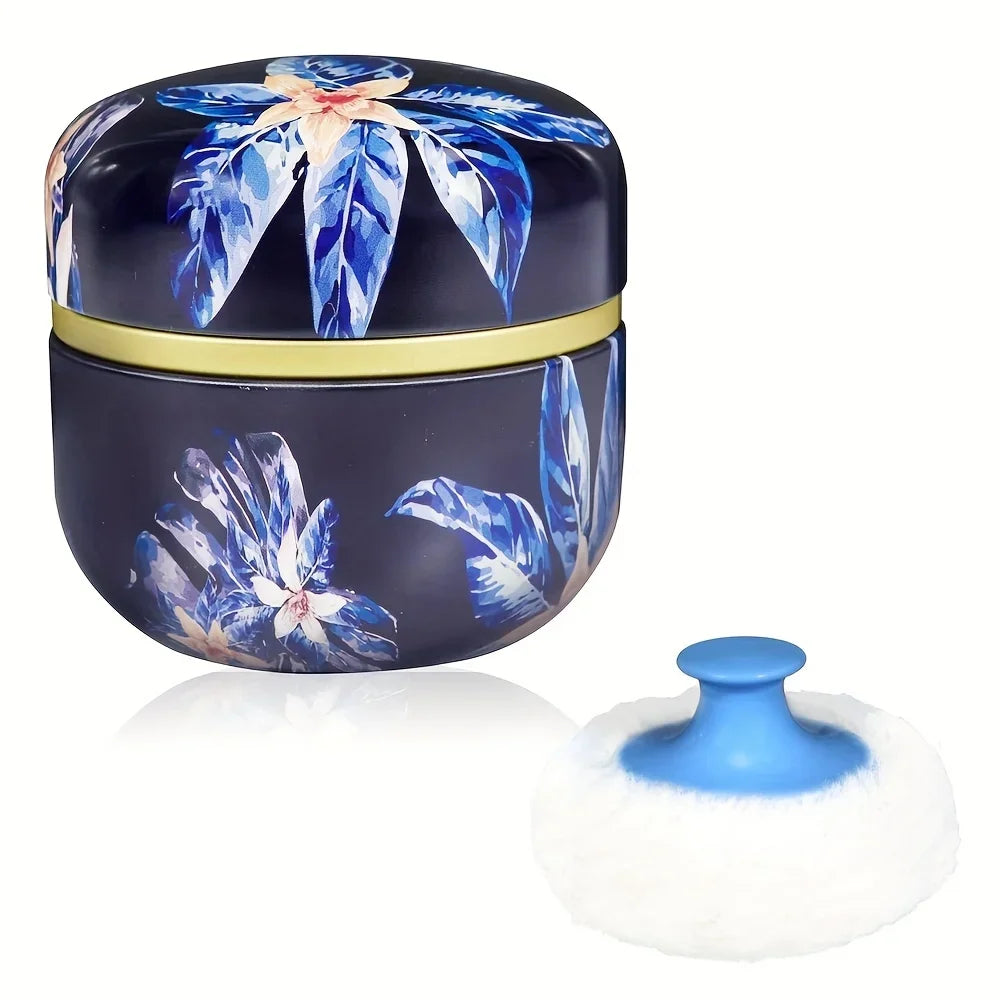 Body Powder Case with Powder Puff Powder Container Tea Box for Baby and Women Powder Puff and Powder Case for Travel