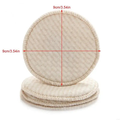Set of 4 reusable nursing breast pads, soft cotton, washable, 9cm diameter, ideal for breastfeeding mothers.