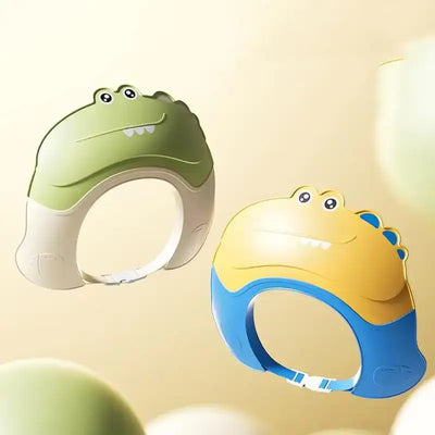 Baby shampoo caps in fun animal designs, protecting eyes during hair washing for kids aged 1-3.
