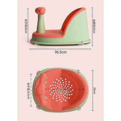 Baby bathtub seat with suction cup design, safe for newborns, dimensions 36.5cm x 29cm, ideal for infants 6-18 months.